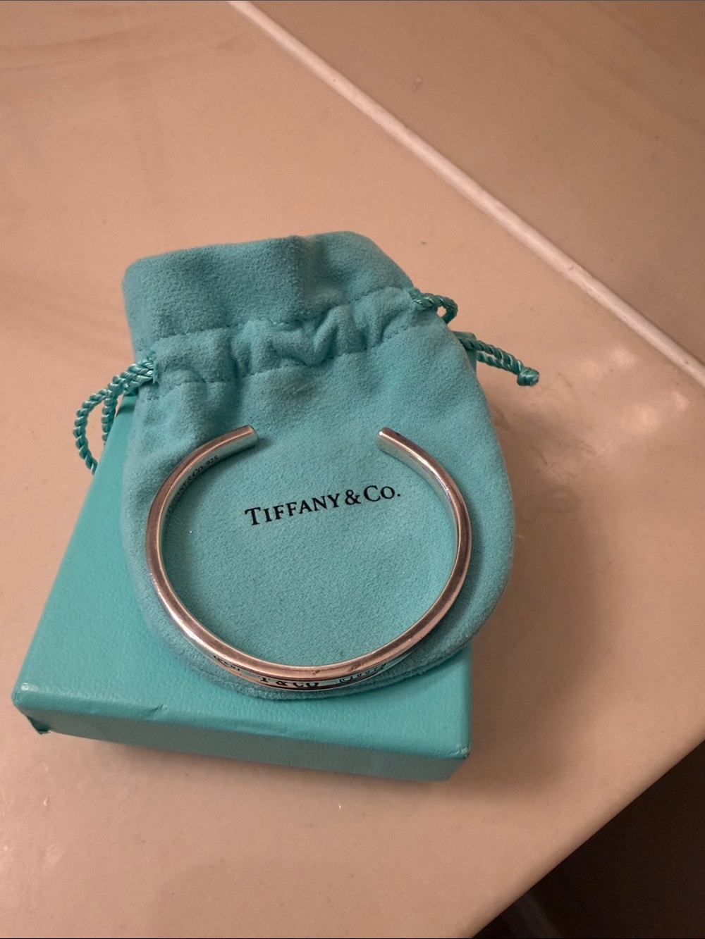 Tiffany & Co Sterling Silver Cuff Bracelet in Tiffany Blue - Picture 3 of 3